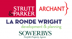 Sponsors of Paint Out Norwich 2016 - Strutt & Parker, La Ronde Wright, Sowerbys, Archant