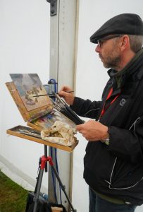 Artist Paul Alcock painting Royal Norfolk Show 2017 photo by KJ Went