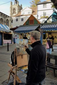 Artist Rob Pointon painting the Market, Paint Out Norwich 2018. Photo © Katy Jon Went