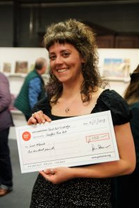 Artist Sarah Allbrook winning a judge's commendation at Paint Out Cambridge 2019