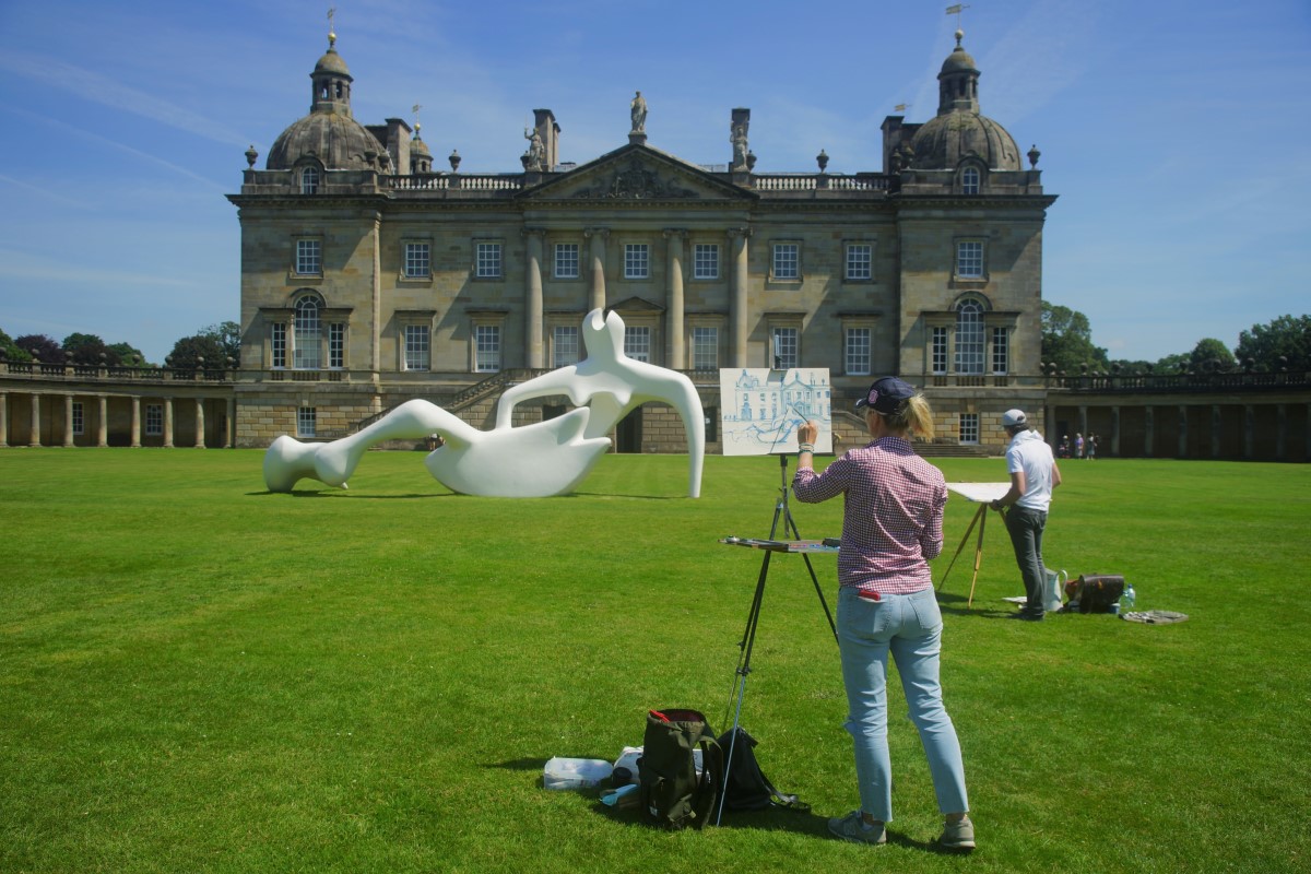 Oxana Klip and James Colman painting Houghton Hall at Paint Out Norfolk 2019