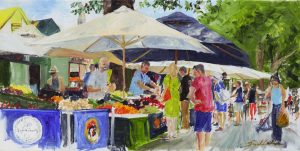 Painting by Sarah Luton of Norwich Market