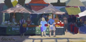 Painting by Susanna Heath of Norwich Market