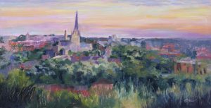 Painting by Hannah Bruce of Mousehold, Norwich skyline