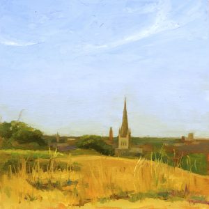 Painting by Rachel Constantine of Mousehold Norwich skyline