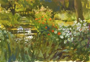 Painting by Rachel Wright of Gooderstone Water Gardens, Norfolk