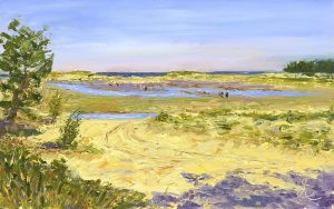 Painting by Eleanor Alison of Holkham Beach, Norfolk