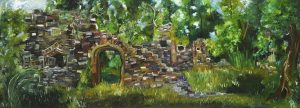 Painting by Patrycja Reimus of Ruins and Woodland