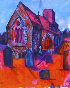 Painting by Zoë Cameron of Burnham Market Church
