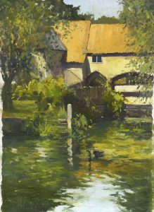 Painting by Ian Layton of Pulls Ferry, Norwich