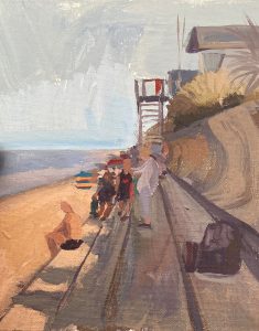 Painting by Susanna Heath of Life Guard Station, Sea Palling