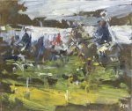 Artist Andrew Horrod, 'At the Showring', Norfolk Showground, Chalk pastels on card, 22x36cm, £100