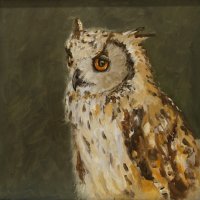 Artist Brian Korteling, 'Owl', Norfolk Showground, Oil, 30x30cm, Photo by KJW
