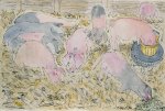 Artist Eloise O'Hare, 'Piggies 1', Norfolk Showground, Mixed Media, 16x24in, £350