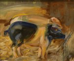 Artist Jerome Hunt, 'Two Pigs', Norfolk Showground, Oil, 10x12in, Photo by KJW