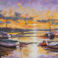 Artist John Patchett, Evening Light, Pastel, 47x58cm