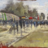 Artist Tom Cringle, 'View from Paint Out Tent 1', Norfolk Showground, Acrylic on board, 60x40cm, £250