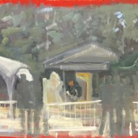 Artist Tom Cringle, 'Wood Carvings', Norfolk Showground, Acrylic on board, 60x40cm, £250