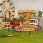 Artist Brian Korteling, 'Fairground', Norfolk Showground, Oil, 30x30cm, £380