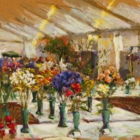 Artist John Patchett, 'Prize Blooms', Norfolk Showground, Pastel, 20x14in, £150