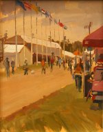 Artist Rod Major, 'Grand Stand Flags', Norfolk Showground, Oil on Board, 10x8in, £295