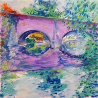 Artist John Behm, 'Sun-Hazed October Morn in Violet', Bishop Bridge, Oil, 12x12in, £320