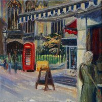 Hannah Bruce, 'Key Cutters View', Norwich Market, Oil, 12x12in, £180
