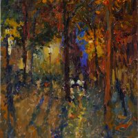 Artist Emily Faludy, 'Autumn Nocturne, Norwich', Norwich Market, Oil, 12x10in, SOLD. Paint Out Norwich 2018