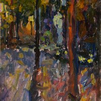 Artist: Emily Faludy, Title: Early Evening, Norwich, Location: Norwich Market, Media: Oil, Size: 8x6in, £200