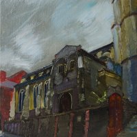 Artist John Behm, 'Ascending in Steps (St Lawrence)', Westwick Street, Oil, 10x12in, SOLD. Paint Out Norwich 2018