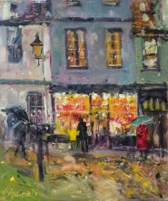 Artist: Sarah Allbrook, Title: The Bear Shop, Elm Hill, Location: Elm Hill, Media: Oil, Size: 10x12in, £150