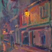 Artist: Andrew Farmer, Title: The Meeting Place, Location: Elm Hill, Media: Oil, Size: 50x40cm, £695