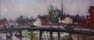 Artist: Sarah Allbrook, Title: Rainy Morning Flyover, Location: Anglia Square, Media: Oil, Size: 10x24in, £500