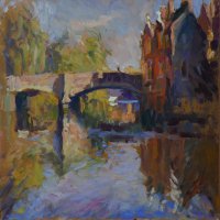 Artist: Rob Pointon, Title: The Day After the Monet Lecture, Location: St. Georges Bridge, Media: Oil, Size: 40x40cm, £650