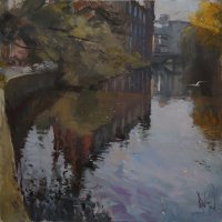Rob Pointon, 'Art School Reflected', St. Georges Bridge, Oil, 40x40cm, SOLD
