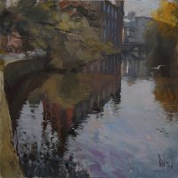Rob Pointon, 'Art School Reflected', St. Georges Bridge, Oil, 40x40cm, SOLD
