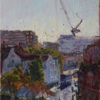 Artist: Emily Faludy, Title: View from Norwich Castle, Location: Norwich Castle, Media: Oil, Size: 16x12in, £450