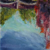 Artist: John Behm, Title: Still Waters, Fye Bridge, Location: Fye Bridge, Media: Oil, Size: 6x8in, £150