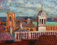 Artist: Stephen Johnston, Title: The Three Towers of Middle Norwich, Location: Norwich Castle, Media: Oil, Size: 16x20in, £190