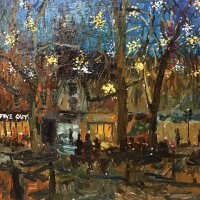 Artist Emily Faludy, Paint Out Norwich Winter Nocturne, 'Starry night', Oil, 10x12in, £350