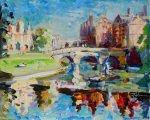 Stephen Johnston, 'View from Master's Garden (Trinity)', Kitchen Bridge, St John's College, Oil, 20x16in, FOR SALE, £380