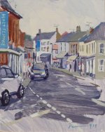Emma Perring, 'Grey Day, Holt Festival', High St, Holt, Oil, 30x24cm, <a href='http://www.paintout.org/artists/emma-perring#buy' target='_blank'>FOR SALE</a>, £220 Artist: Emma Perring, Title: Grey Day, Holt Festival, Location: High St, Holt, Media: Oil, Size: 30x24cm, £220