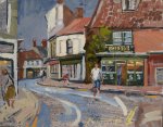 Artist: Emma Perring, Title: Stormy Skies over Byfords, Location: Bull St, Holt, Media: Oil, Size: 36x28cm, £260. Paint Out Holt 2019 Spirit of Holt Winner