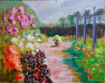 Artist Stephen Johnston, 'Up the Garden Path', Hunworth Hall, Norfolk, Oil, 16x20in, £280. Paint Out Gardens 2019