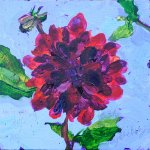 Artist Mary Blue Brady, 'Under the blush Dahlia sky', Hunworth Hall, Norfolk, Acrylic Mixed Media, 15x15cm, £150. Paint Out Gardens 2019