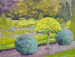 Artist Naomi Clements-Wright, 'Parasol', Hunworth Hall, Norfolk, Oil, 8x10in, £250. Paint Out Gardens 2019, Judge's Commendation