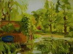 Artist Robert Nelmes, 'Little Blue Boat', Elsing Hall, Dereham, Norfolk, Oil, , £450. Paint Out Gardens 2019