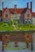 Artist Robert Dearman, 'Elsing Hall Reflections', Elsing Hall, Dereham, Norfolk, Oil, 7x10in, £225. Paint Out Gardens 2019