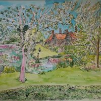 Artist Eloise O'Hare, 'Love Seat', Elsing Hall, Dereham, Norfolk, Mixed Media, 70cm, £480. Paint Out Gardens 2019