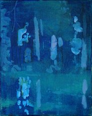 Artist Jack Godfrey, 'Woods in Blue', Elsing Hall, Dereham, Norfolk, Acrylic, 8x10in, £140. Paint Out Gardens 2019